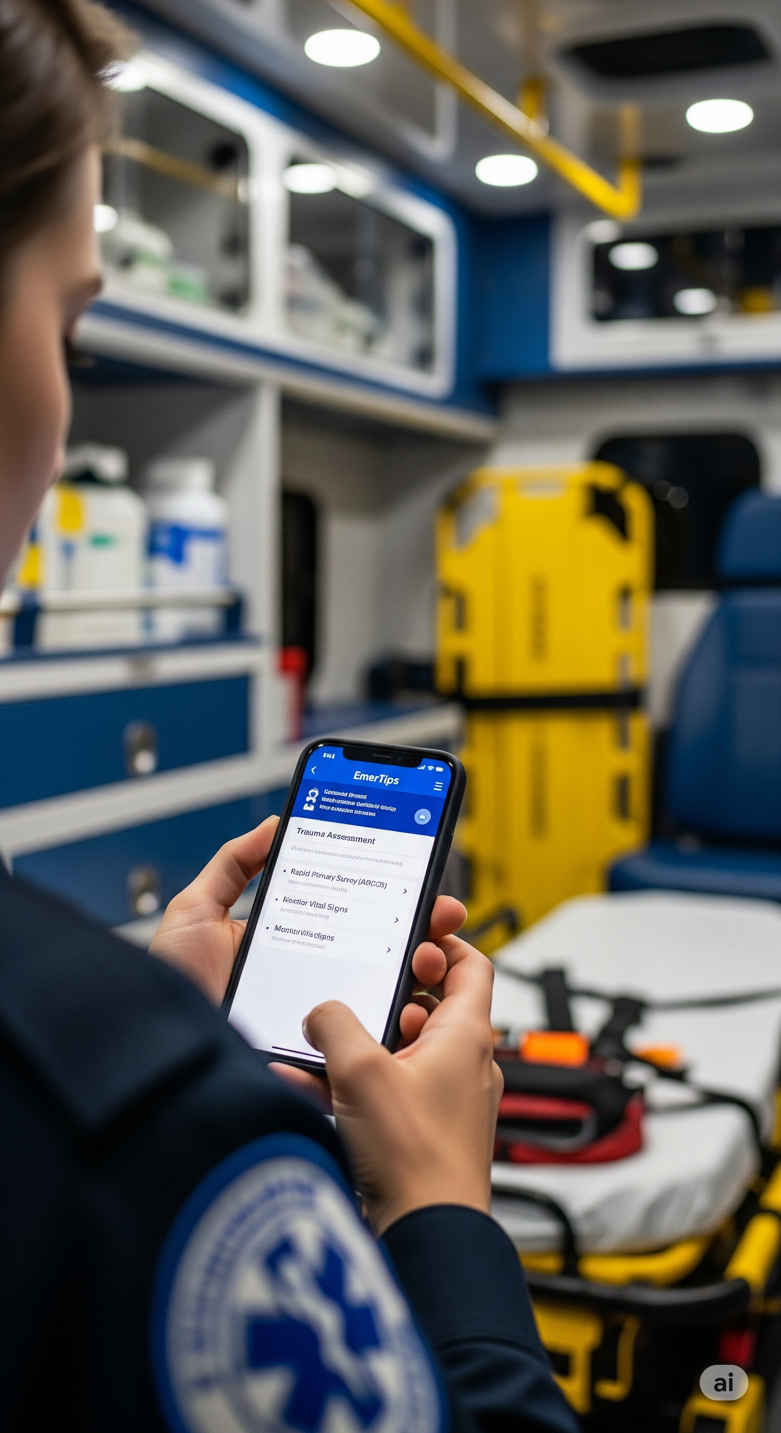EmerTips app interface on a smartphone
